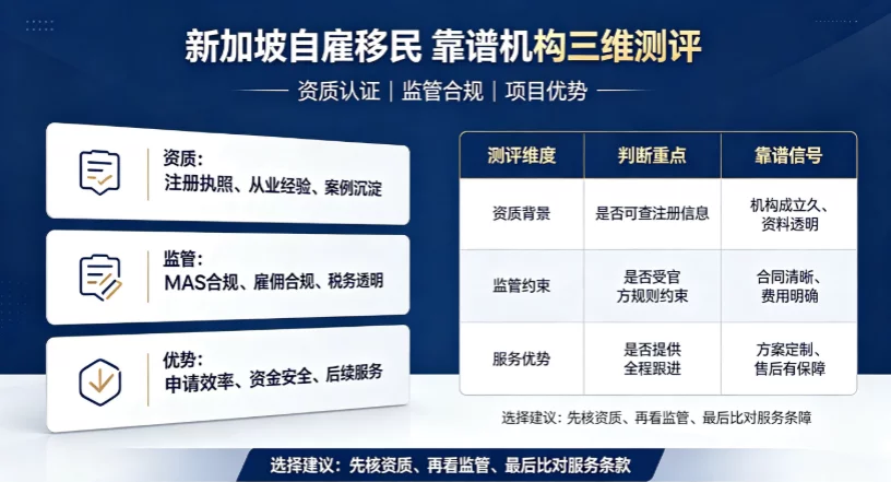 新加坡自雇移民比较好的公司有哪些?资质|监管|优势三维测评,靠谱机构全解析 新加坡自雇移民比较好的公司有哪些?资质|监管|优势三维测评,靠谱机构全解析