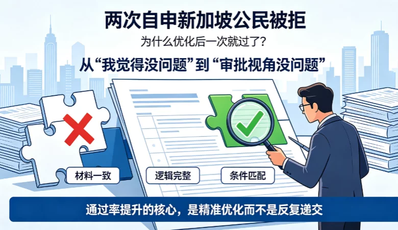 两次自申新加坡公民被拒,为什么优化后一次就过了? 两次自申新加坡公民被拒,为什么优化后一次就过了?