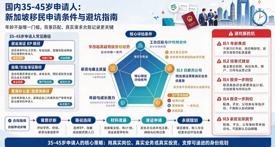 国内 35-45 岁申请人，新加坡移民申请条件与避坑指南